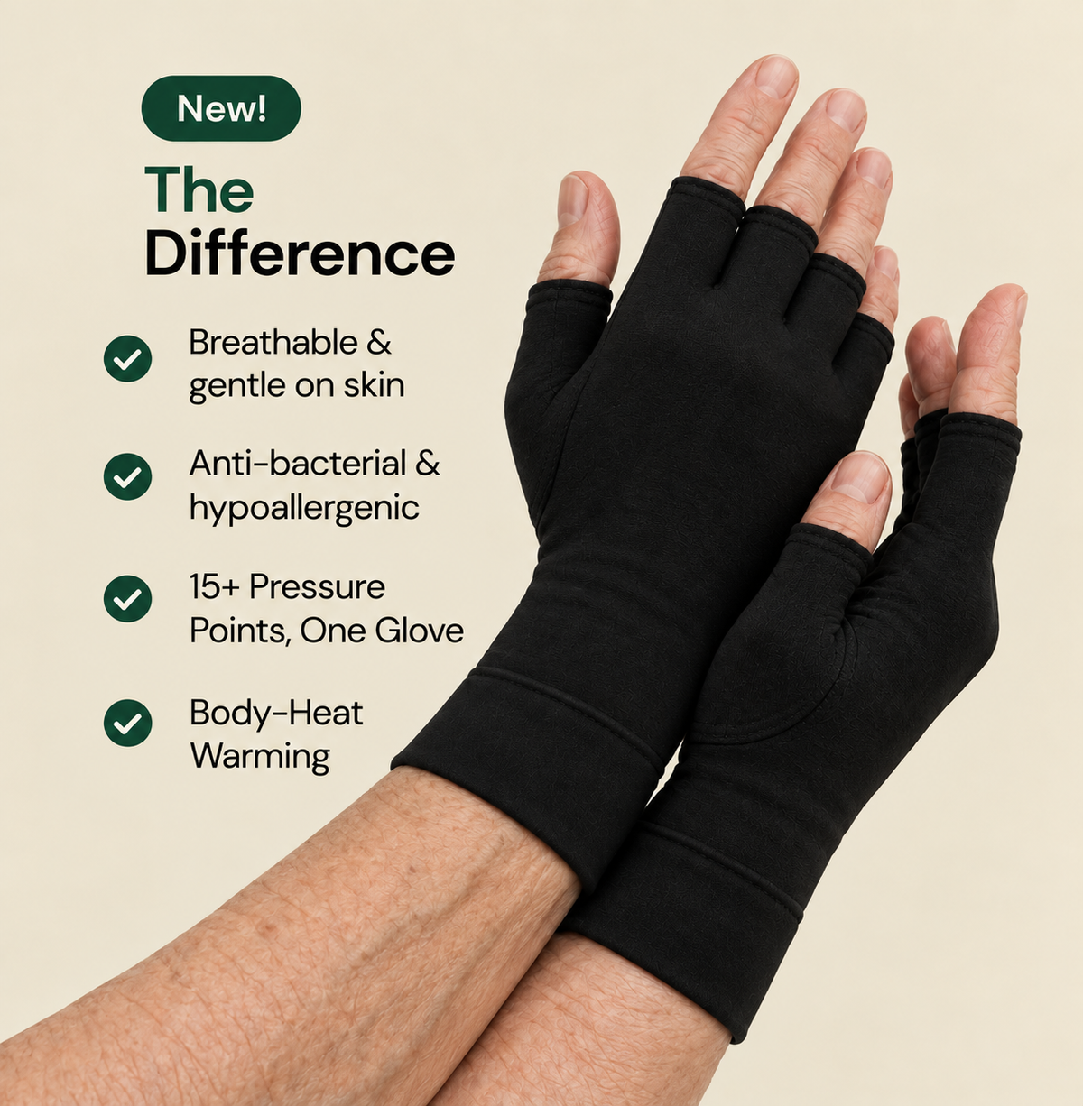 Natural Compression Therapy Gloves for Hand Pain