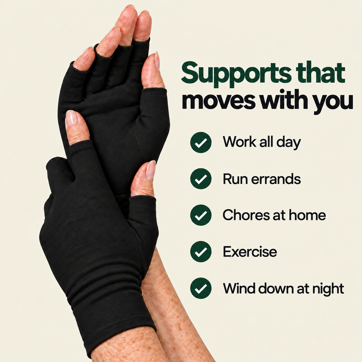 Natural Compression Therapy Gloves for Hand Pain